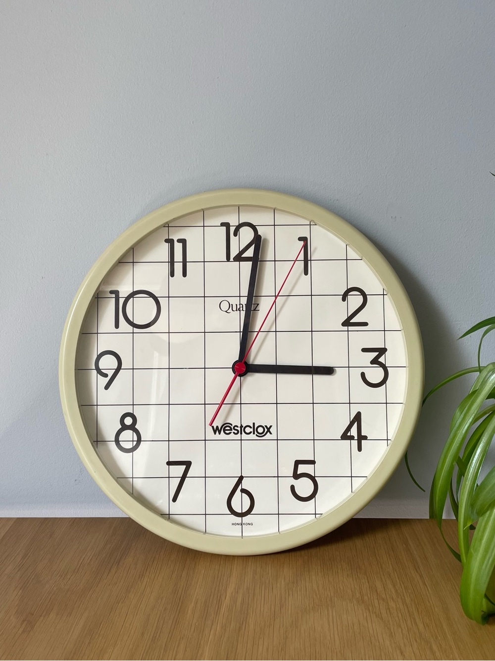 Vintage Postmodern Westclox Quartz Grid Wall Clock 1970s Working Condition